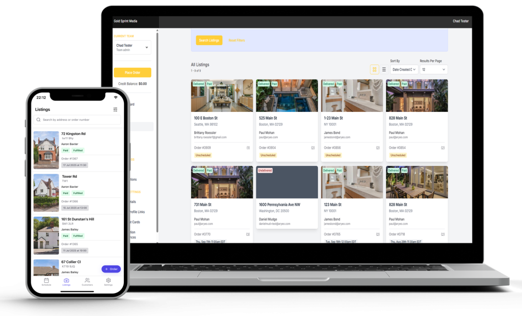 Real estate marketing in Surrey & South West London client portal mockup